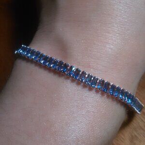 Purple Simulated Diamond Tennis Rosetone Brass Bracelet